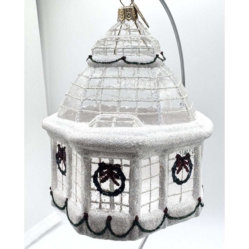 Winter Conservatory Greenhouse Mattarusky Glass Christmas Ornament Glitter